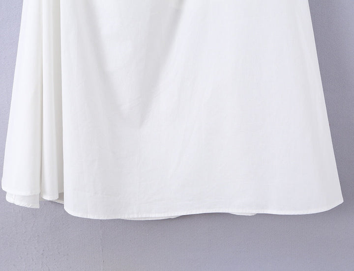 Midi dress with neck ties, an open back, and ruching – LANA