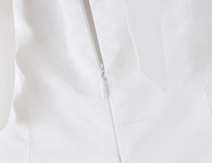 Midi dress with neck ties, an open back, and ruching – LANA