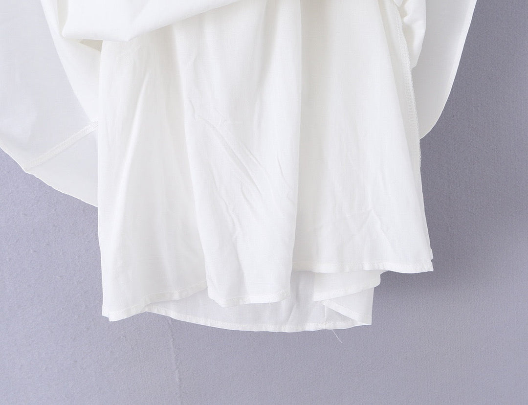 Midi dress with neck ties, an open back, and ruching – LANA