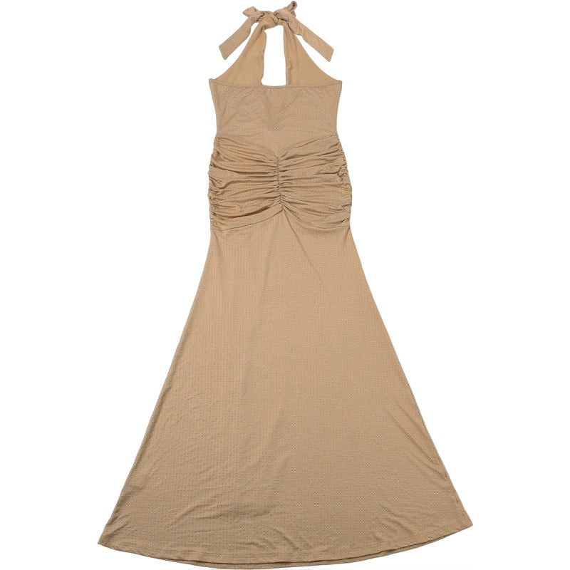 שמלת מקסי זרקונים מנצנצים קשירה בעורף גב פתוח - YANAY