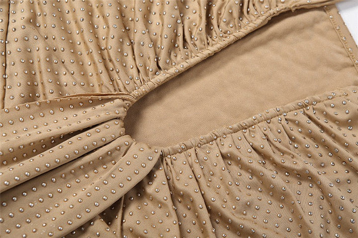 שמלת מקסי זרקונים מנצנצים קשירה בעורף גב פתוח - YANAY