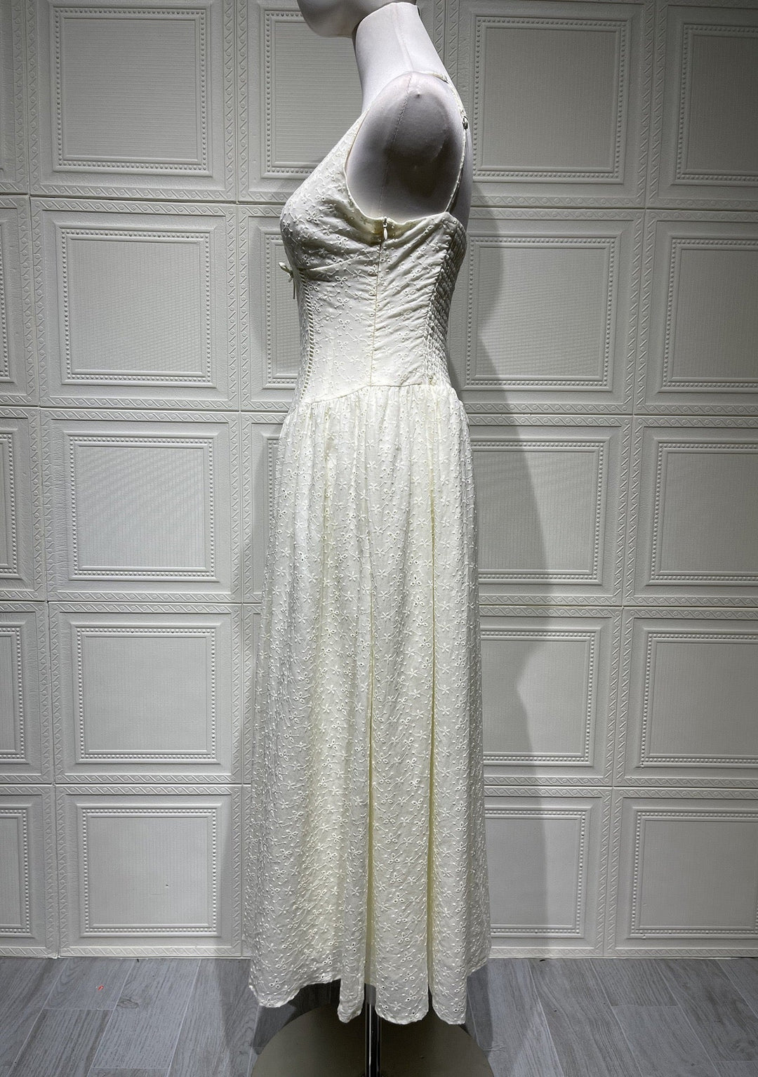 A-Line Midi Dress with Floral Embroidery - Tova