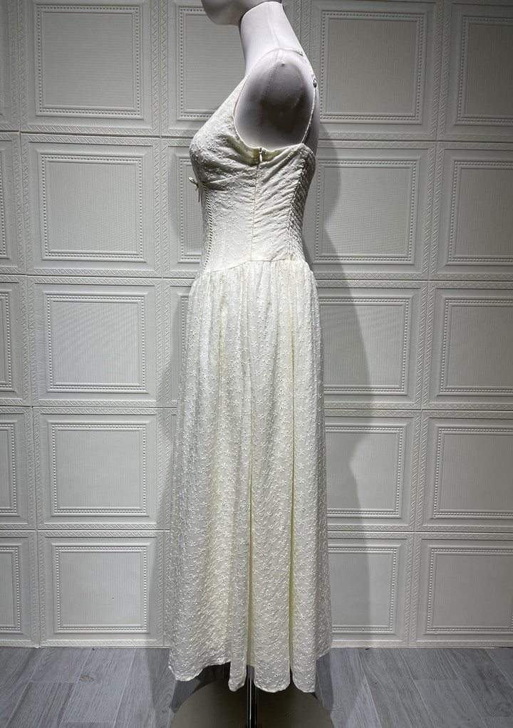 A-Line Midi Dress with Floral Embroidery - Tova
