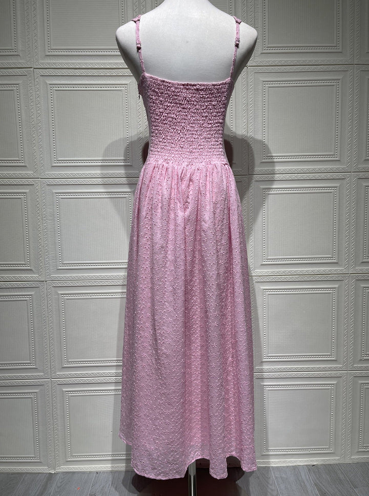 A-Line Midi Dress with Floral Embroidery - Tova