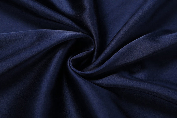 Satin Maxi Dress with Pleats, Open Back, and Sequin Decoration - EDEN