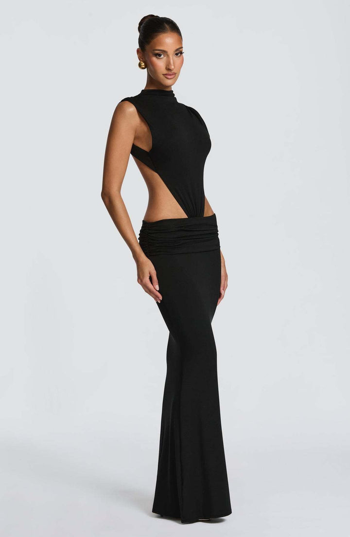 Maxi Dress with Ruching, Open Back and Cutouts - Pery