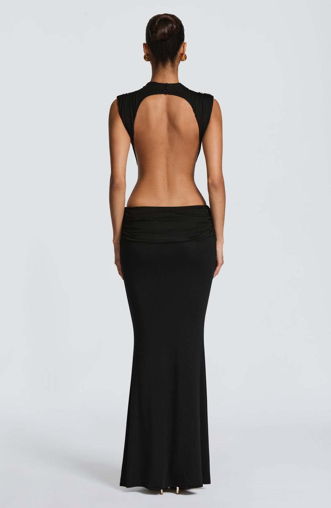 Maxi Dress with Ruching, Open Back and Cutouts - Pery