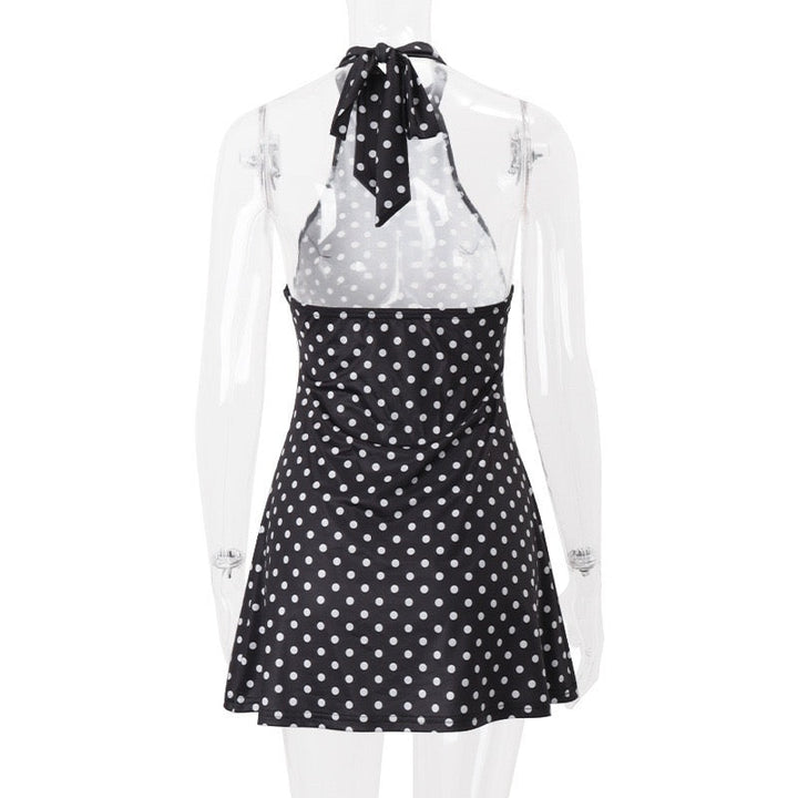 Mini Collar Dress with Polka Dots and Open Back - Carina