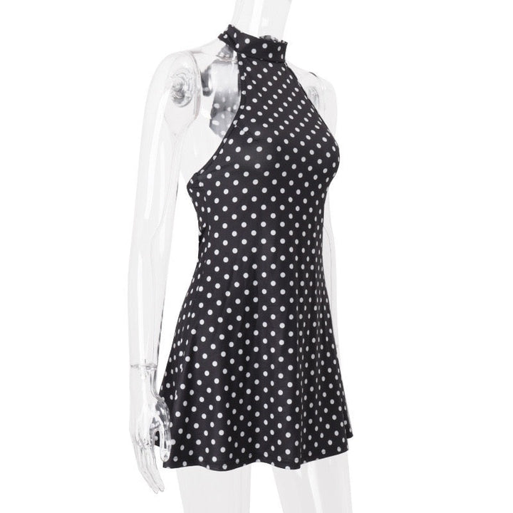 Mini Collar Dress with Polka Dots and Open Back - Carina