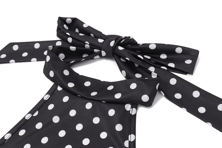 Mini Collar Dress with Polka Dots and Open Back - Carina