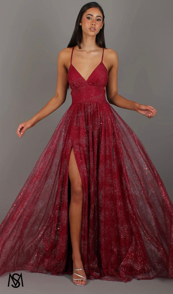 Sequin maxi dress with a slit and back ties for a fitted waist – LALIA
