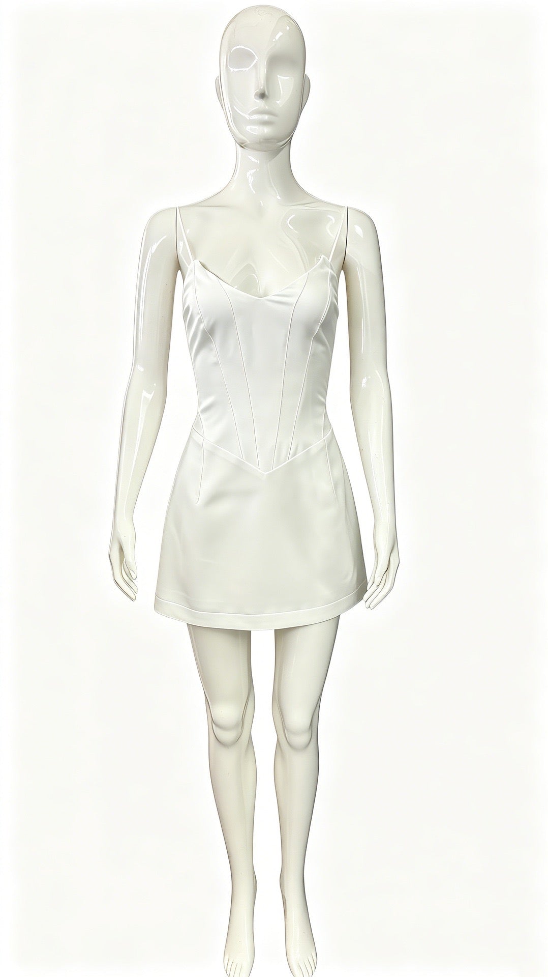 Jaylin strapless satin mini dress with a corset design