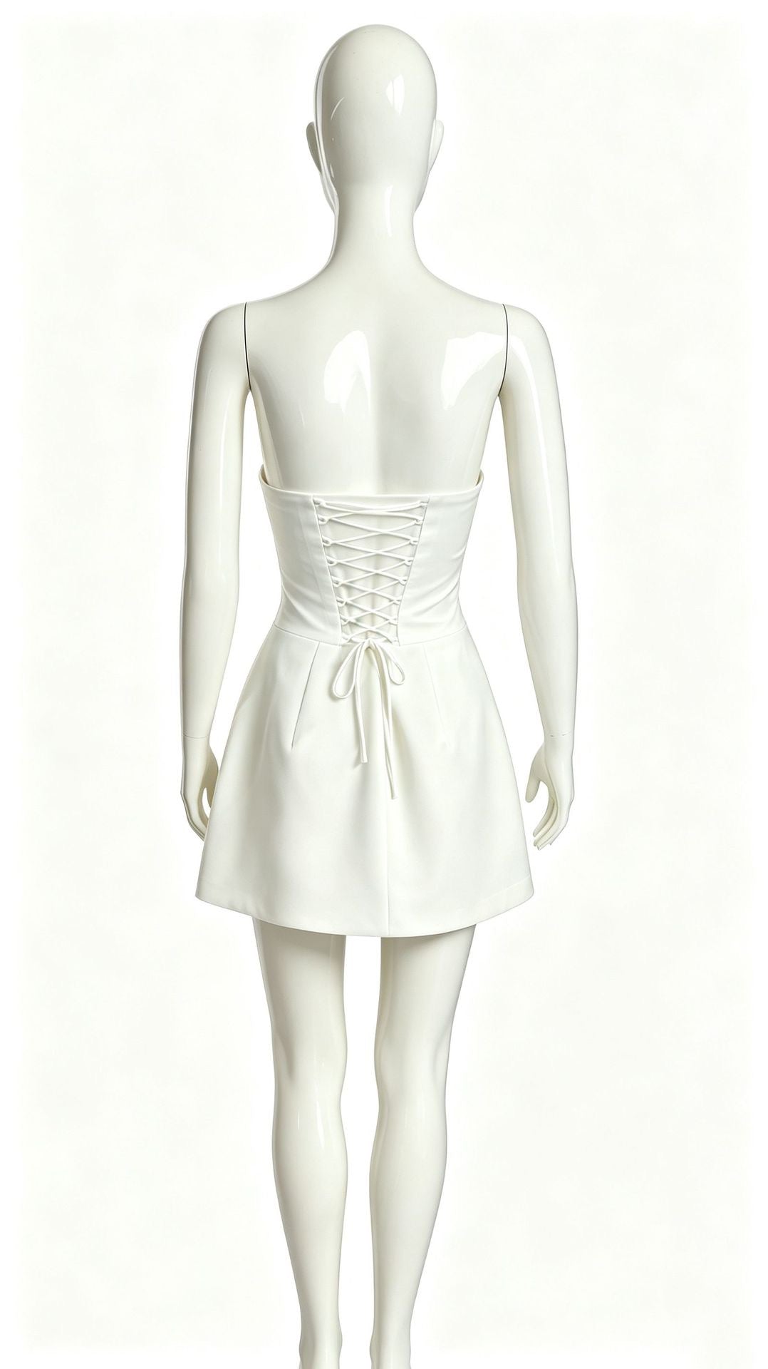 Jaylin strapless satin mini dress with a corset design