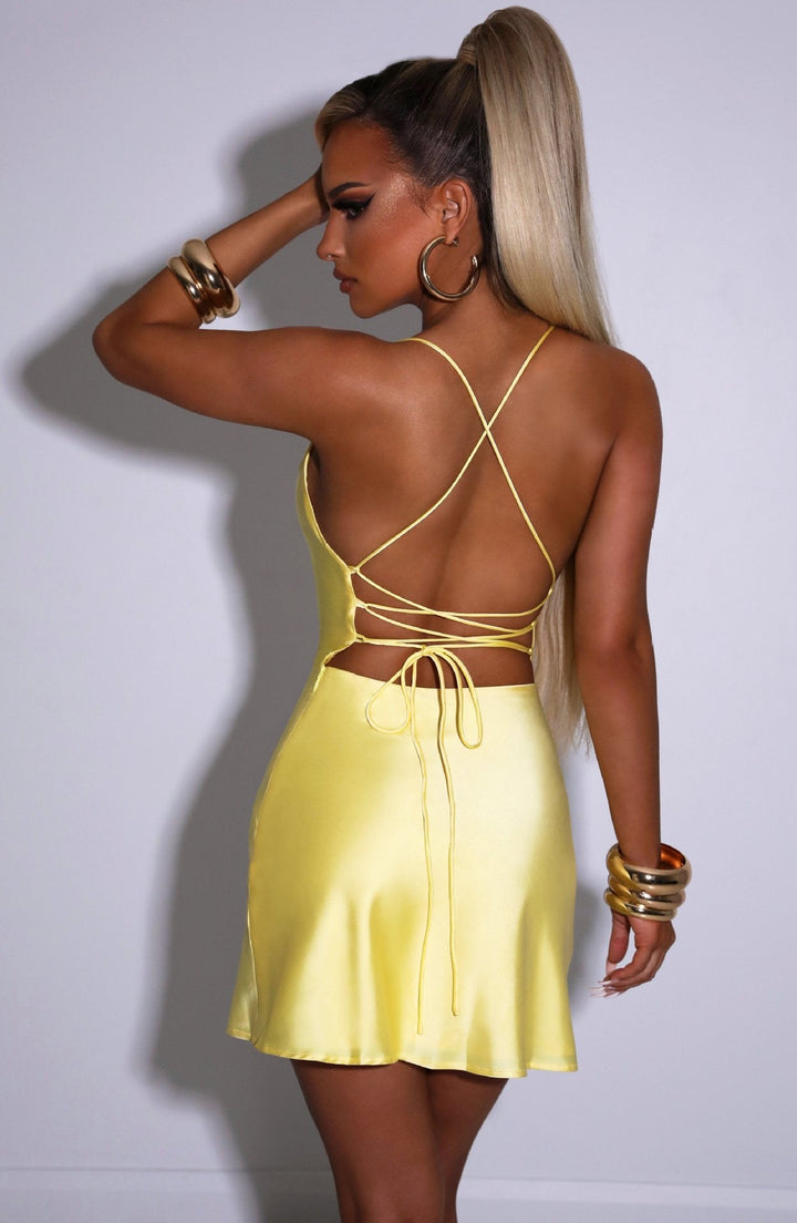 Mini Satin Dress with Back Tie - Belina