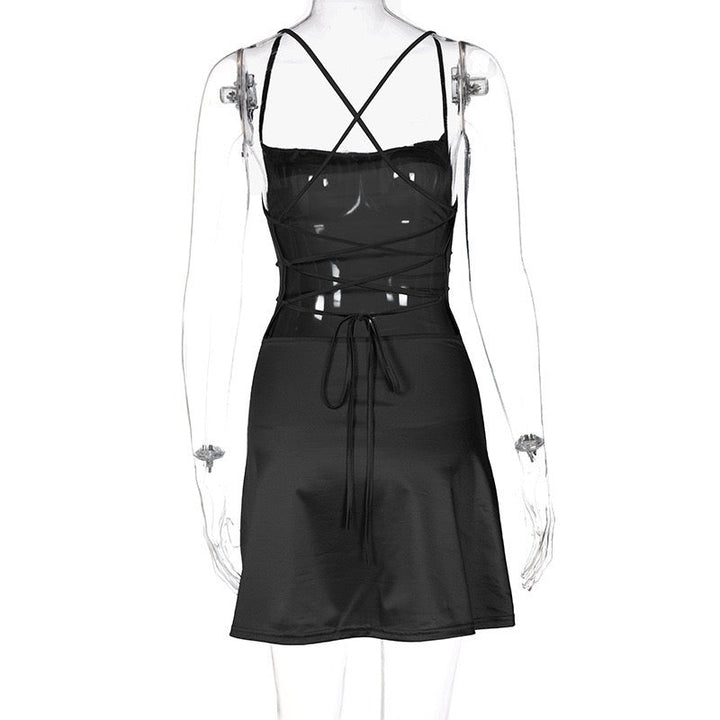 Mini Satin Dress with Back Tie - Belina
