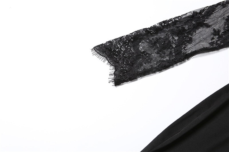 Shaping Fabric Maxi Dress with Lace Design - Iron
