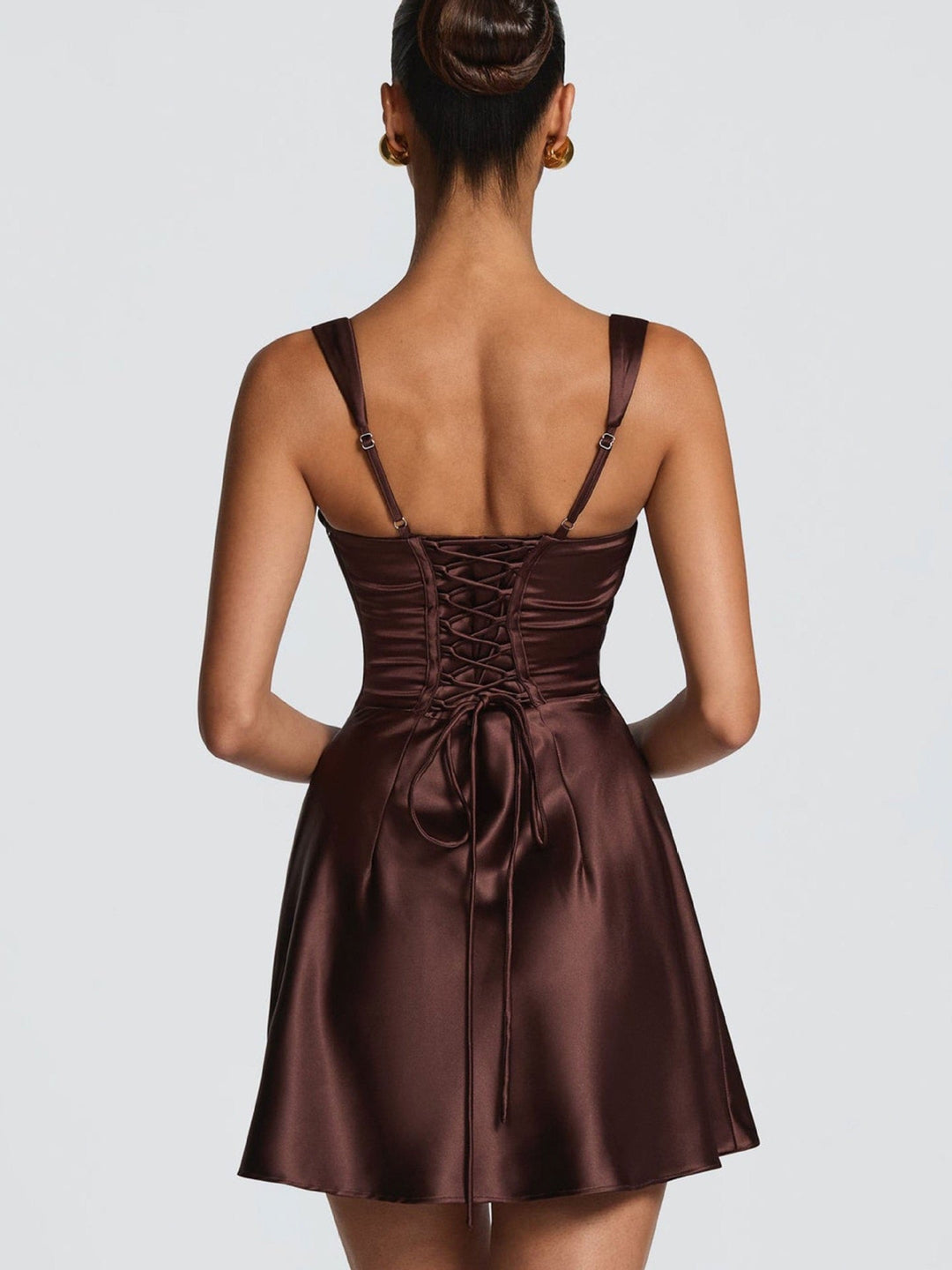 Mini Satin Dress with Back Tie and Waist Cinch - INNA