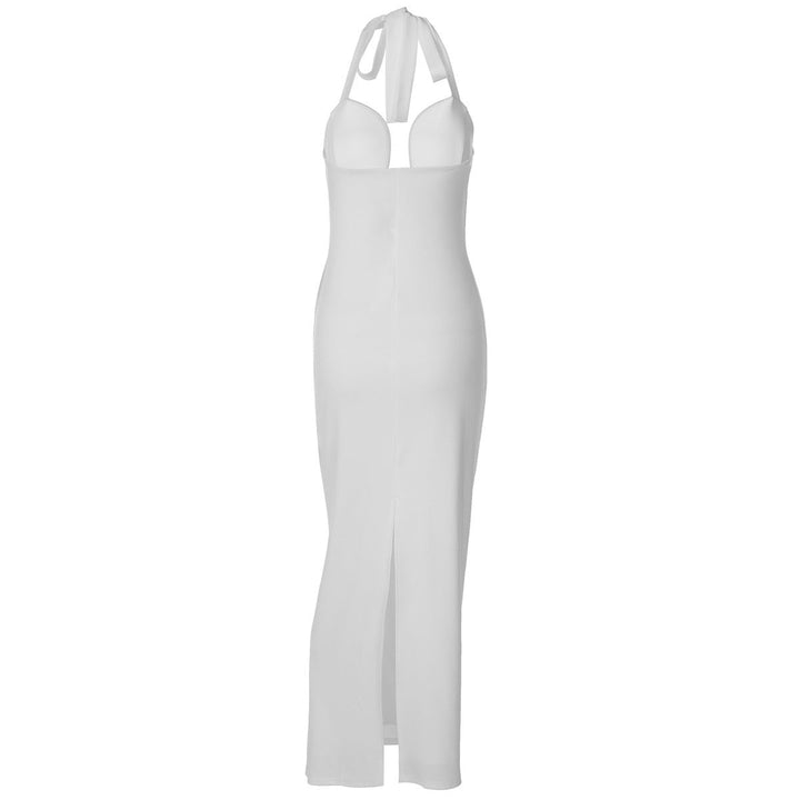 Elegant maxi dress with neck ties and an open back – LAMORIN