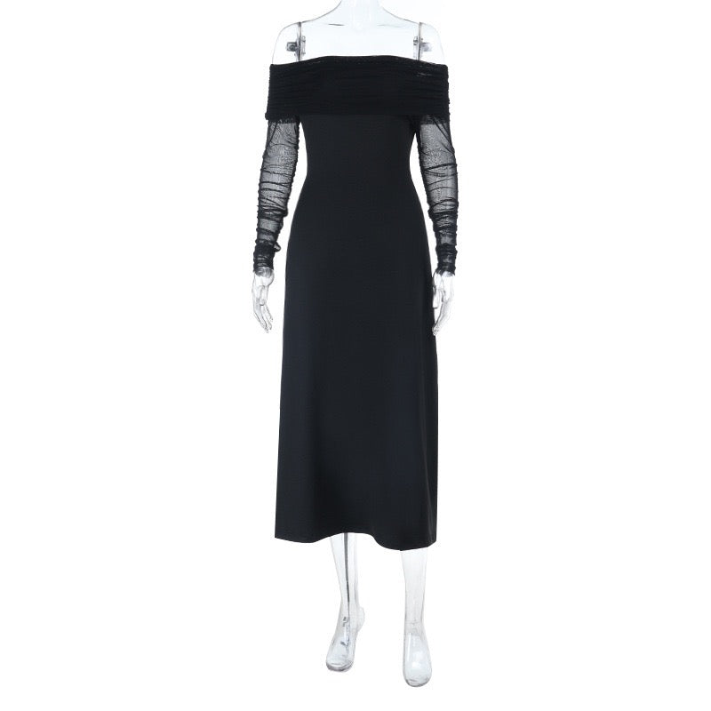 Midi off-shoulder dress with chiffon sleeves design - Madeline