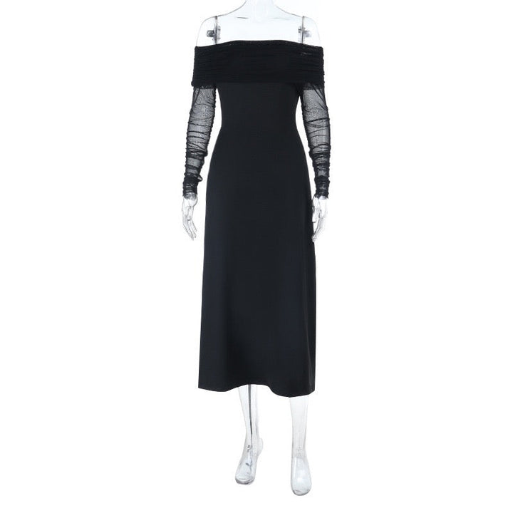 Midi off-shoulder dress with chiffon sleeves design - Madeline