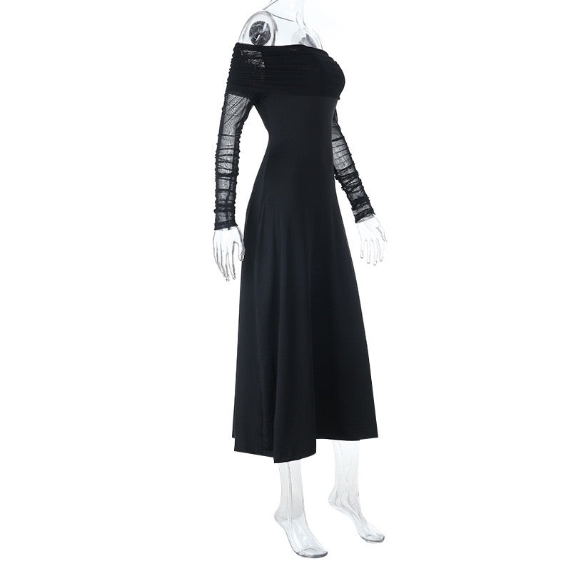 Midi off-shoulder dress with chiffon sleeves design - Madeline