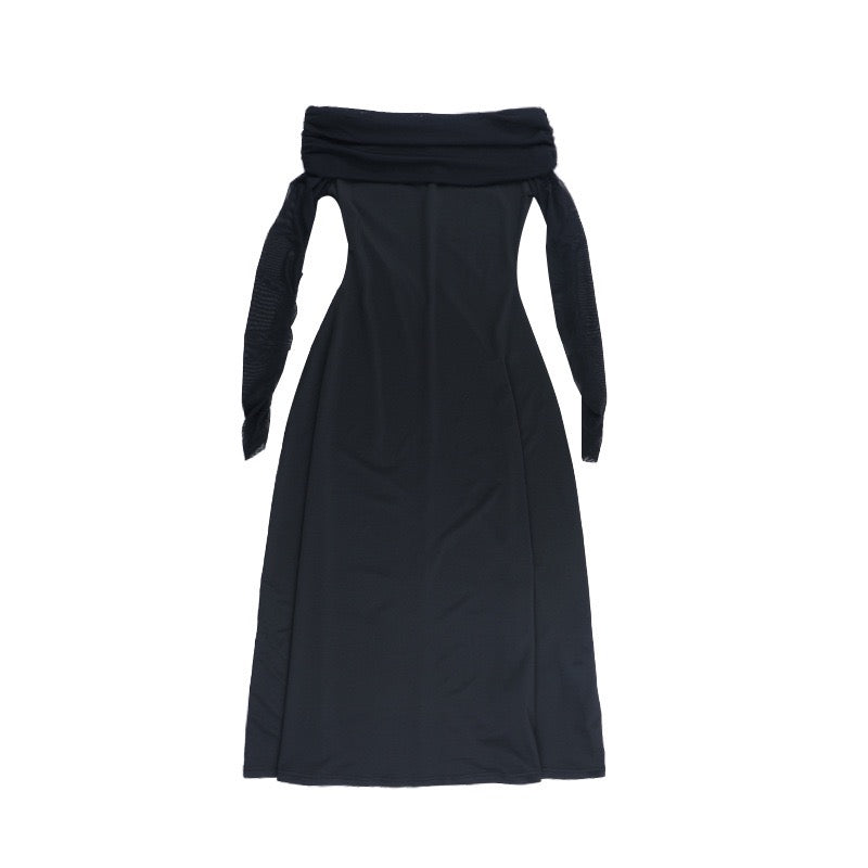 Midi off-shoulder dress with chiffon sleeves design - Madeline