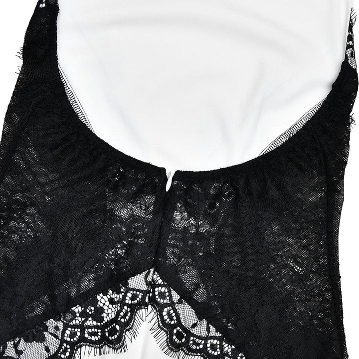 Elegant Maxi Dress with Lace Decoration and Open Back - CANDICE