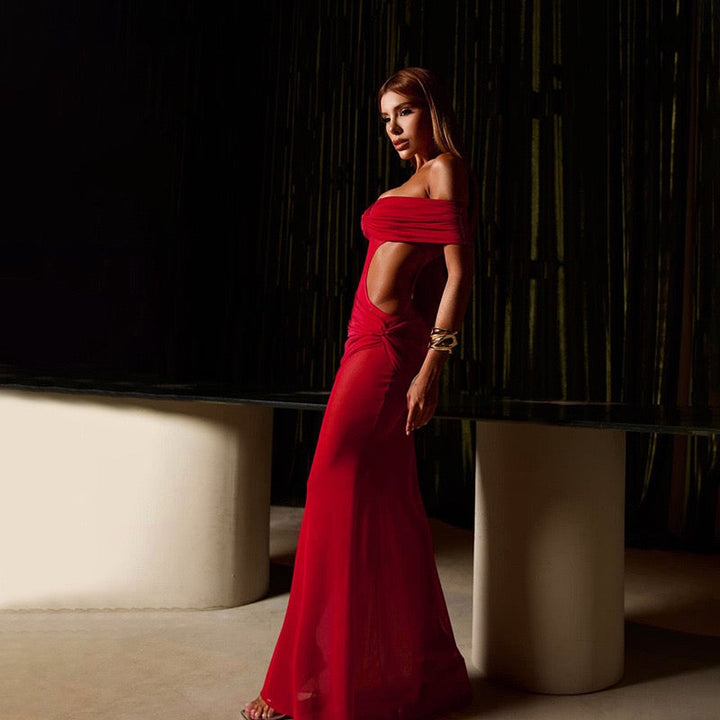 Maxi Dress with Shirring and Chiffon Design - Yelena