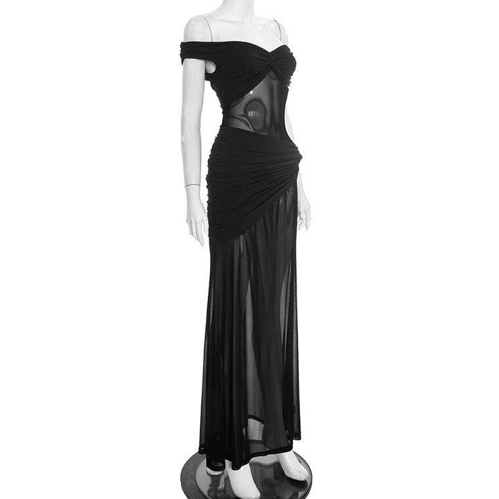 Maxi Dress with Shirring and Chiffon Design - Yelena