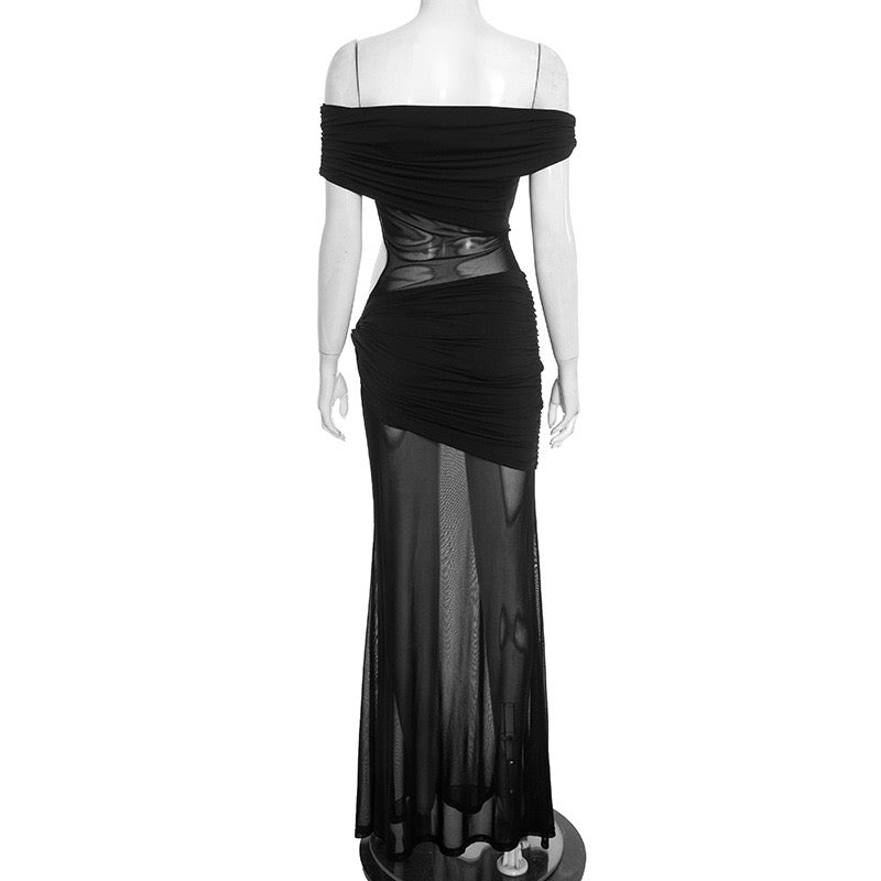 Maxi Dress with Shirring and Chiffon Design - Yelena