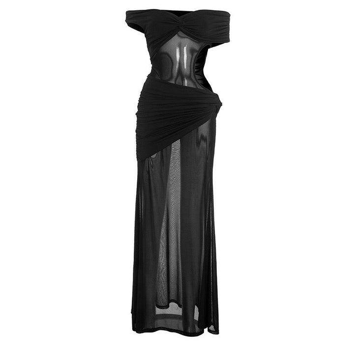Maxi Dress with Shirring and Chiffon Design - Yelena