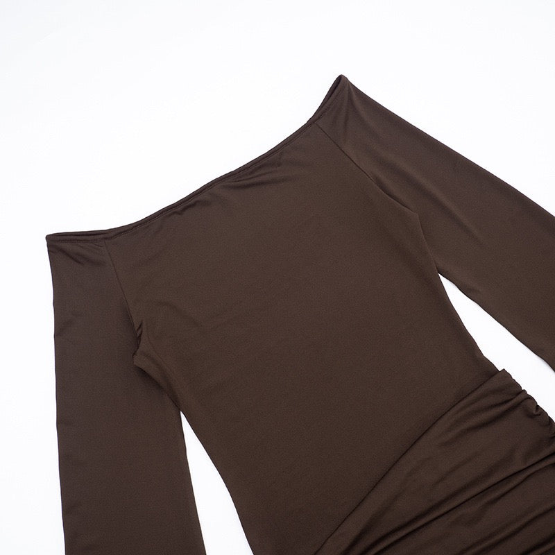 Mini off-shoulder dress with scarf decoration - Or