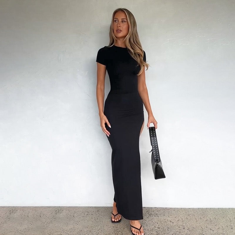 Fitted Maxi Dress with Slit Design - NIK