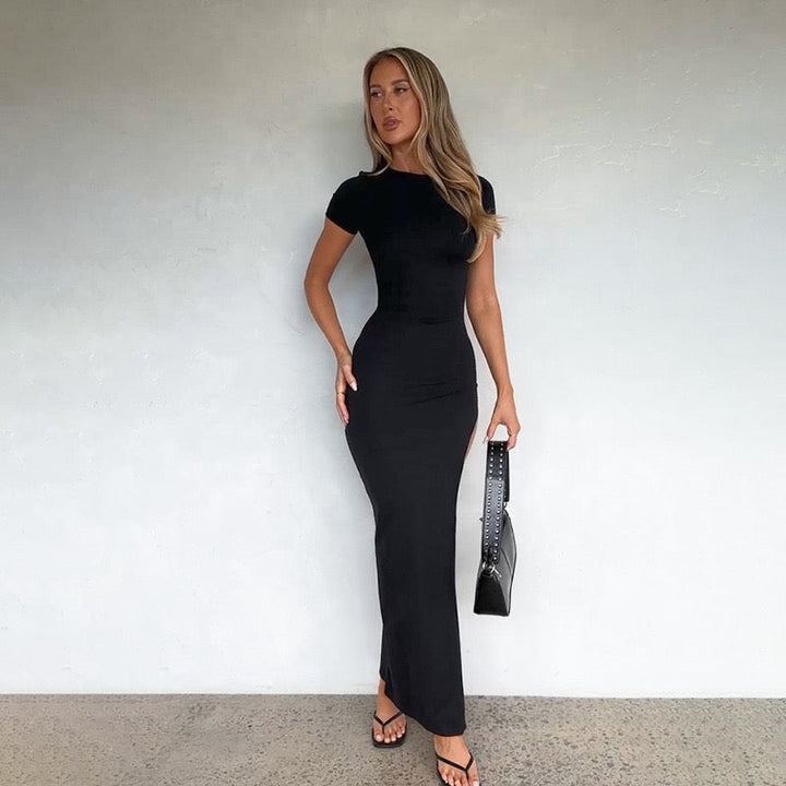 Fitted Maxi Dress with Slit Design - NIK