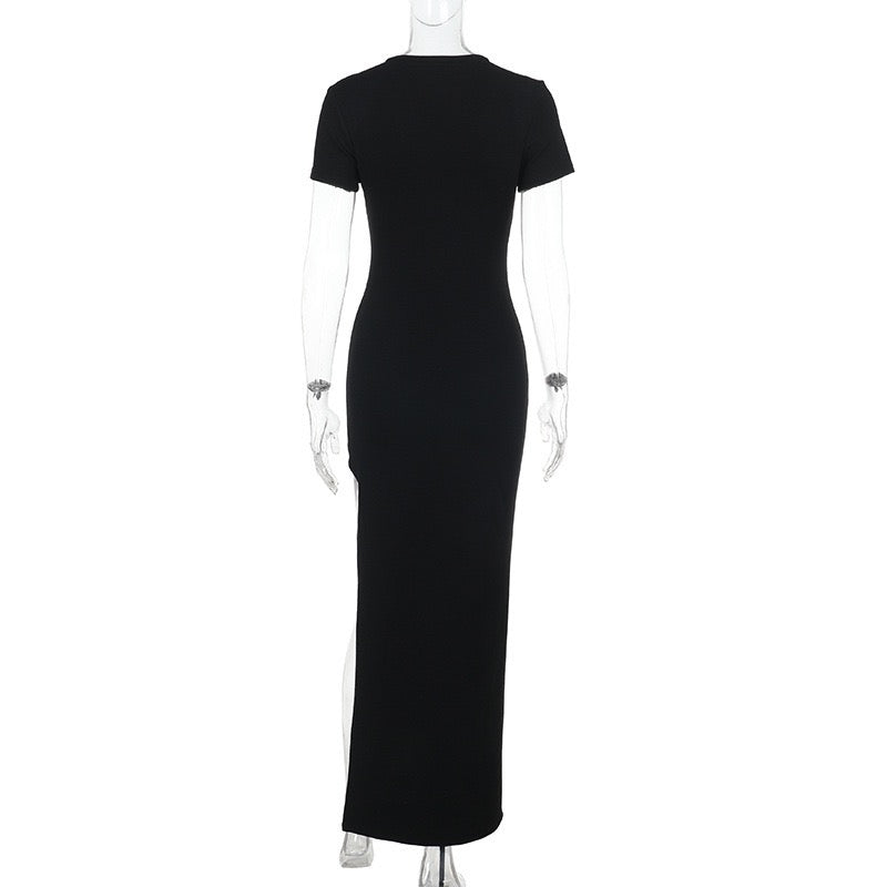 Fitted Maxi Dress with Slit Design - NIK