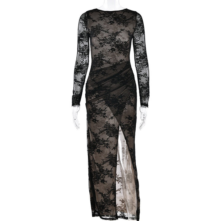 Maxi Lace Dress with Slit Design - ELOR