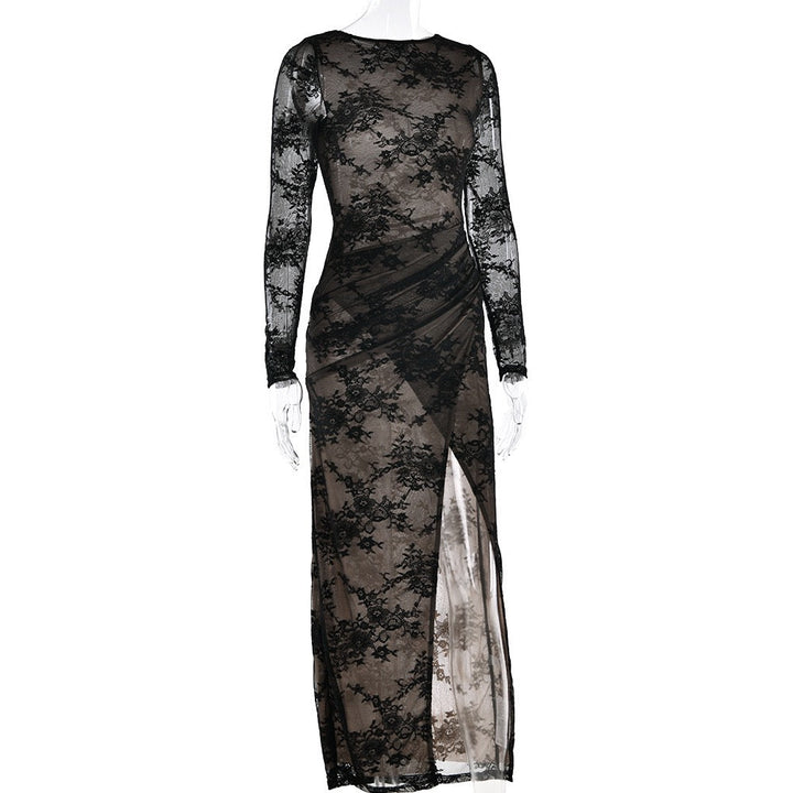Maxi Lace Dress with Slit Design - ELOR