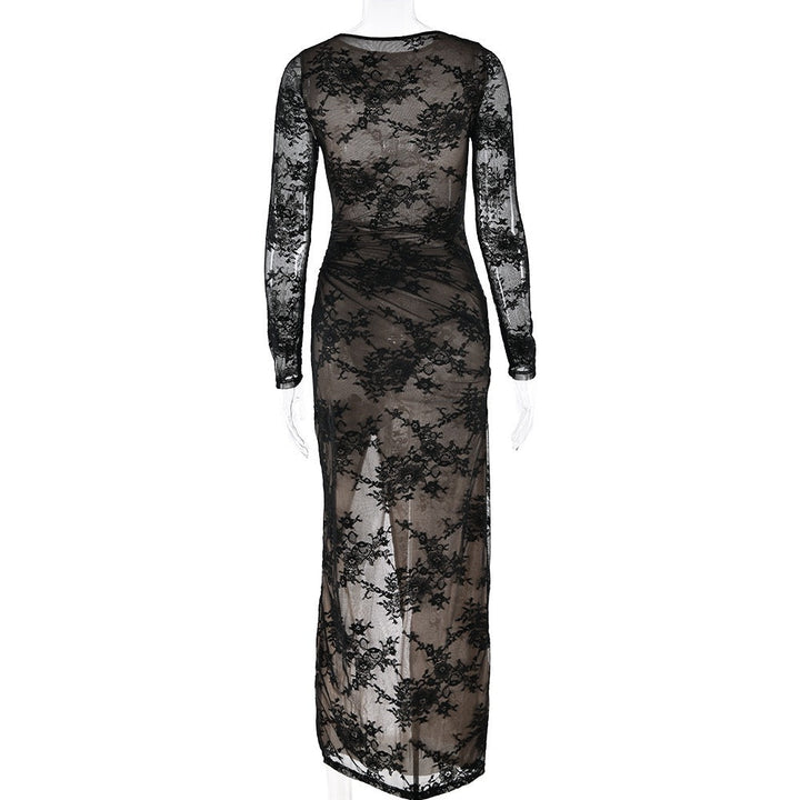 Maxi Lace Dress with Slit Design - ELOR