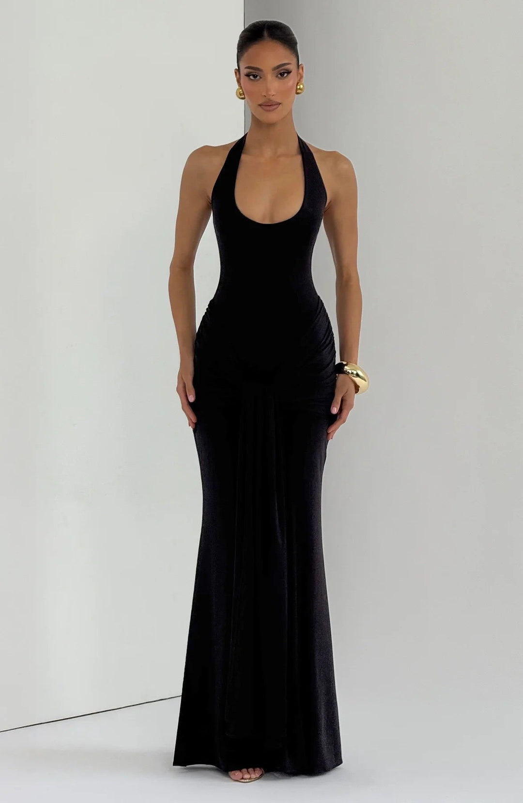 Maxi Dress with Tie at Open Back and Tie Design - Lillian