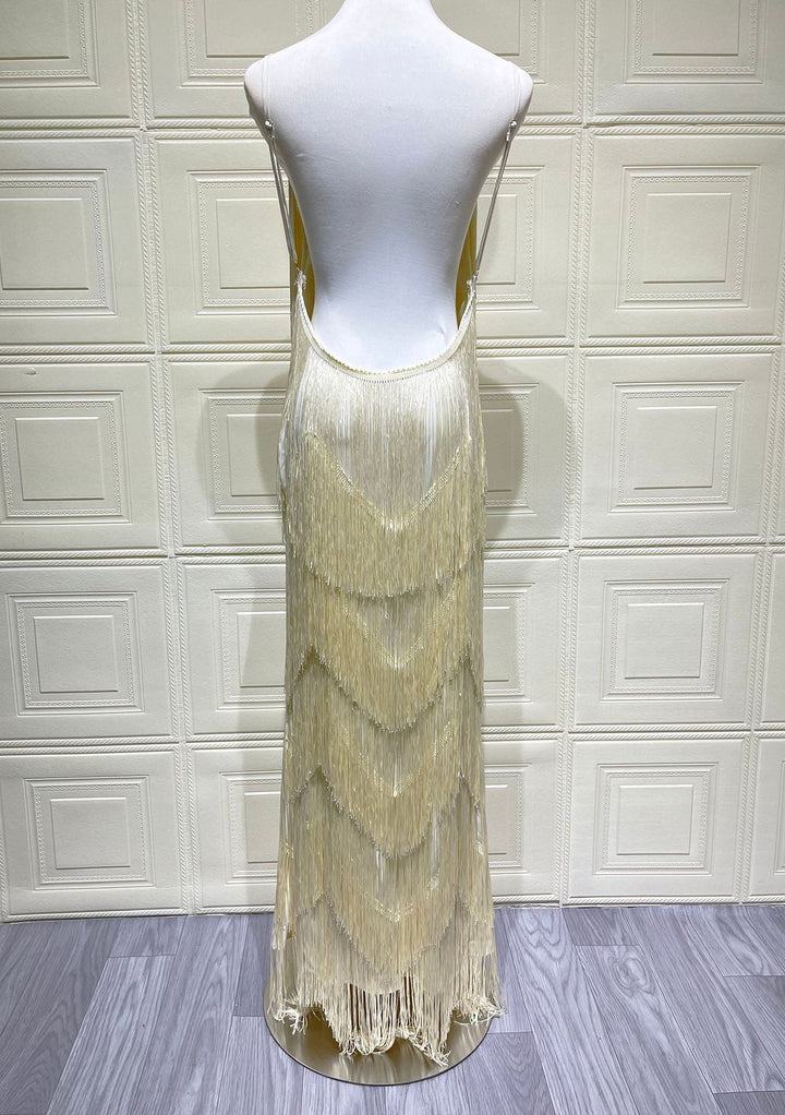 Maxi dress with sparkling fringe – Melissa
