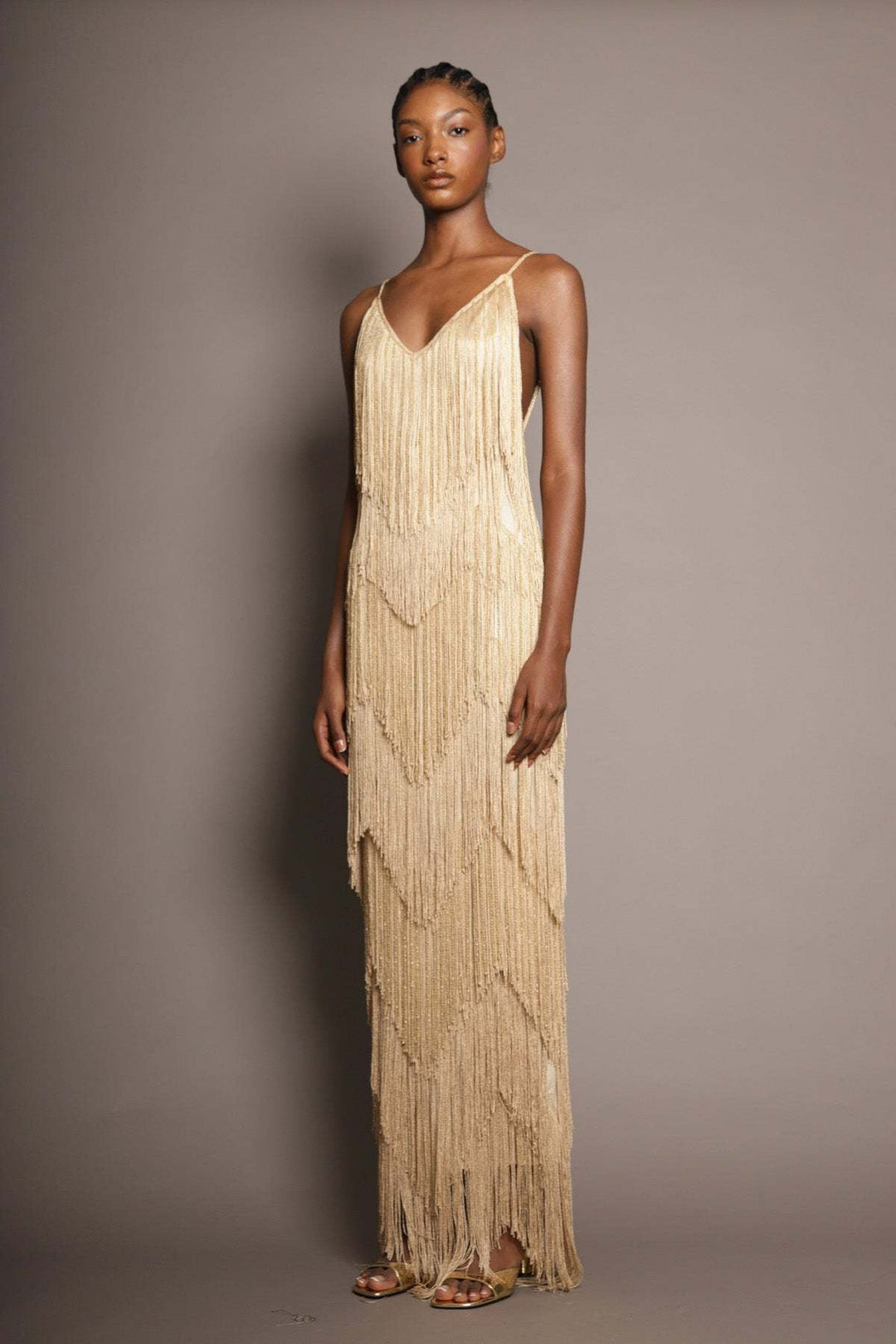 Maxi dress with sparkling fringe – Melissa