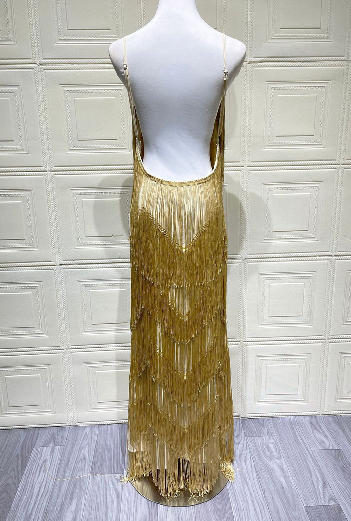 Maxi dress with sparkling fringe – Melissa