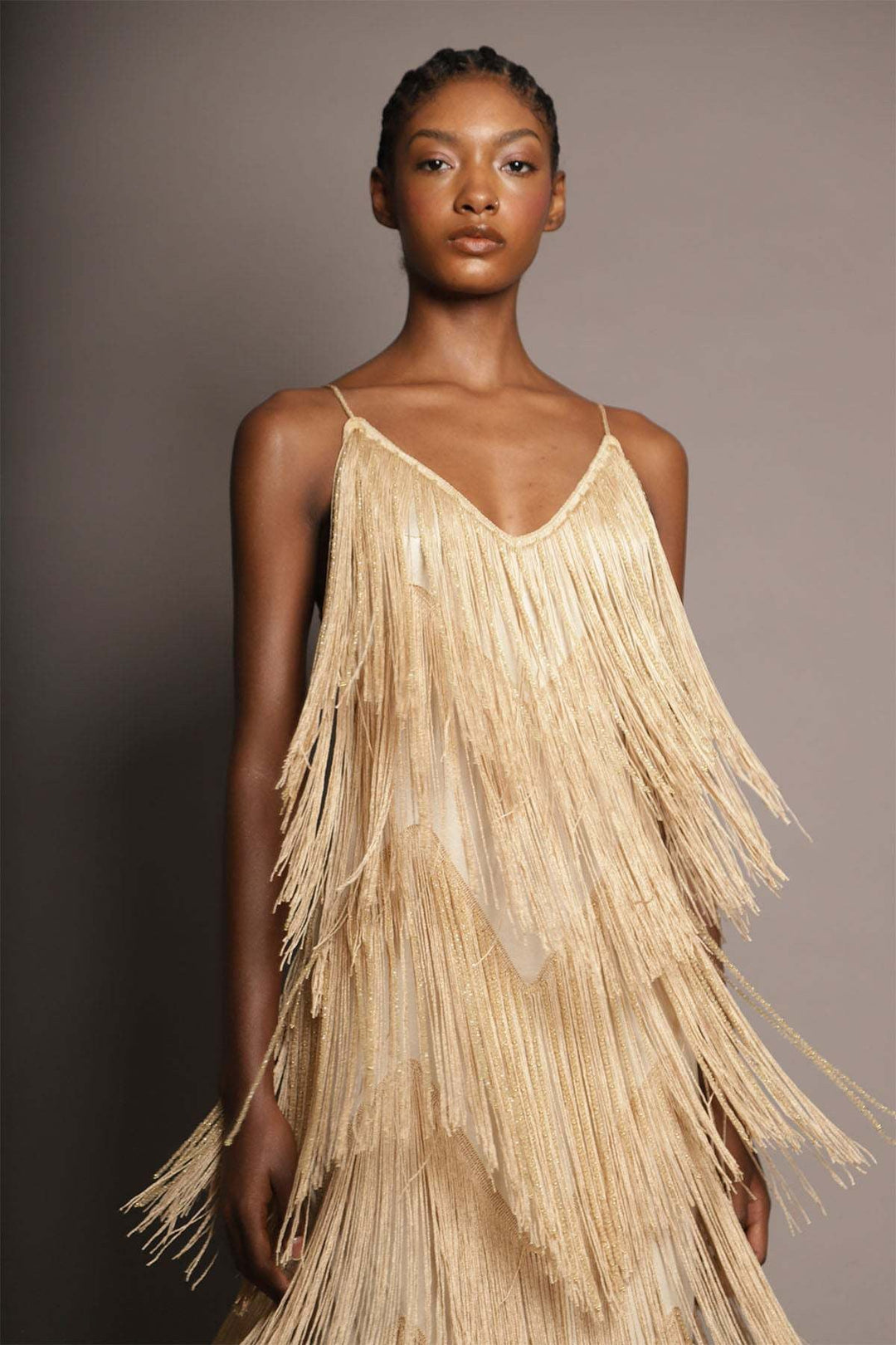 Maxi dress with sparkling fringe – Melissa