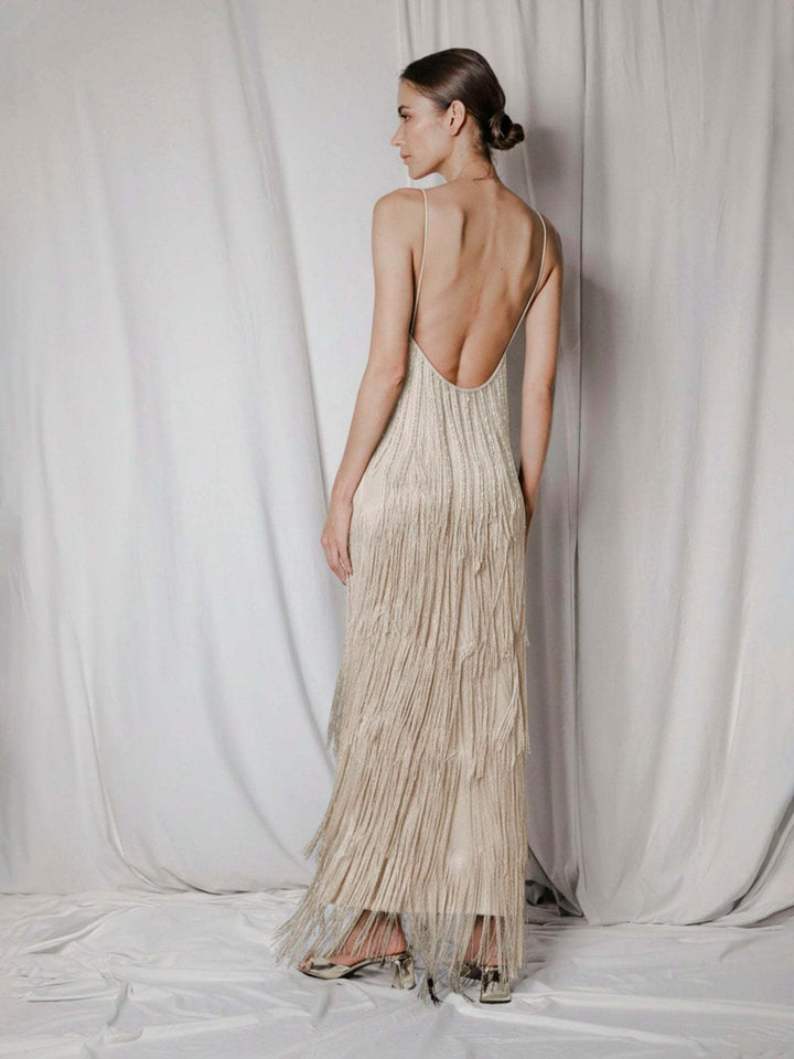 Maxi dress with sparkling fringe – Melissa