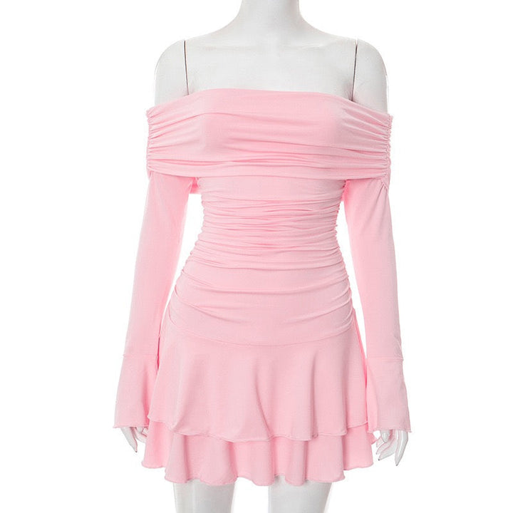 Mini ruffled off-shoulder dress with ruching design - Nini