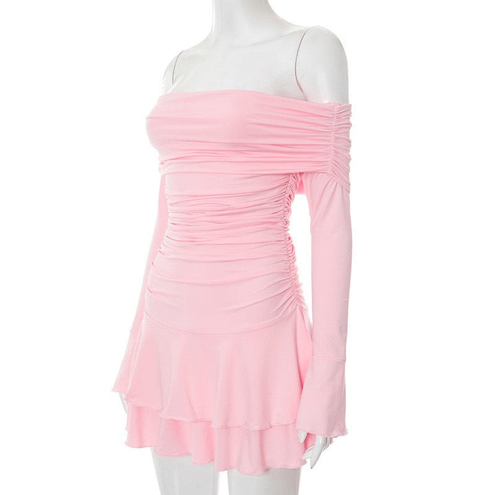 Mini ruffled off-shoulder dress with ruching design - Nini