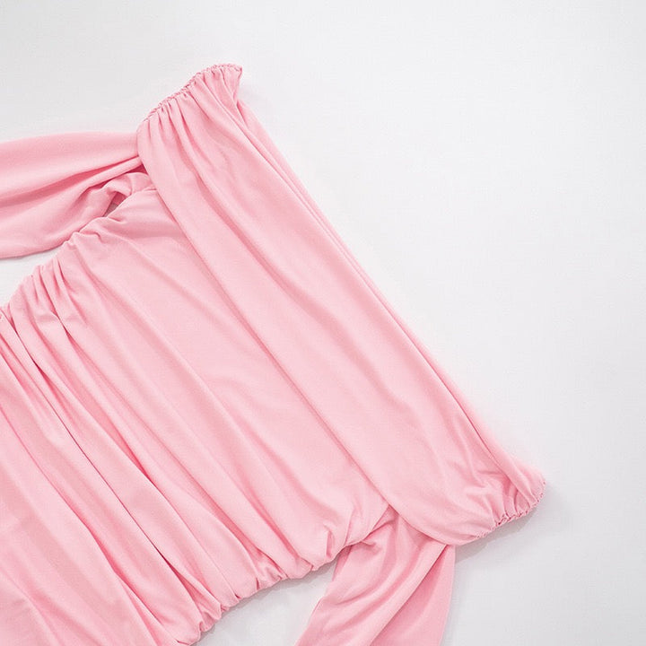 Mini ruffled off-shoulder dress with ruching design - Nini