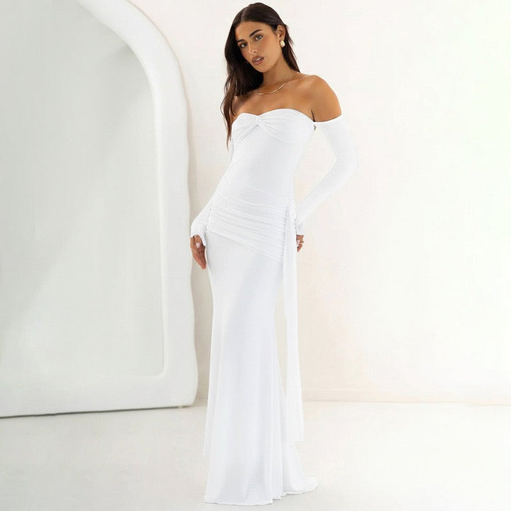 Maxi dress with off-shoulder and ruching design - Vola