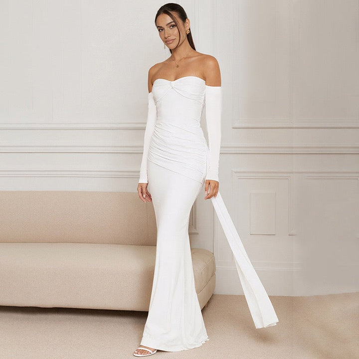 Maxi dress with off-shoulder and ruching design - Vola