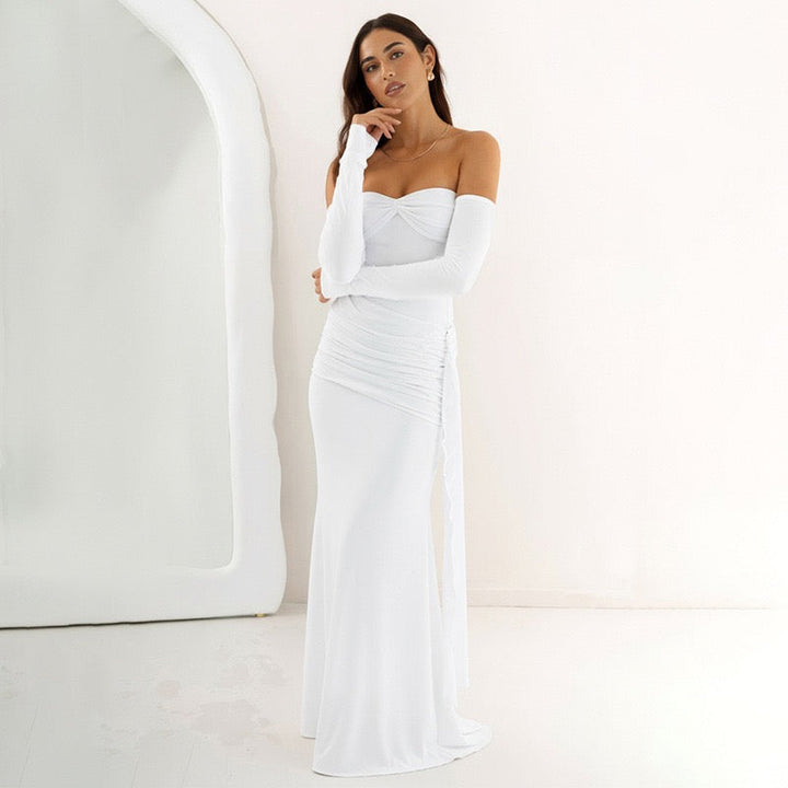 Maxi dress with off-shoulder and ruching design - Vola